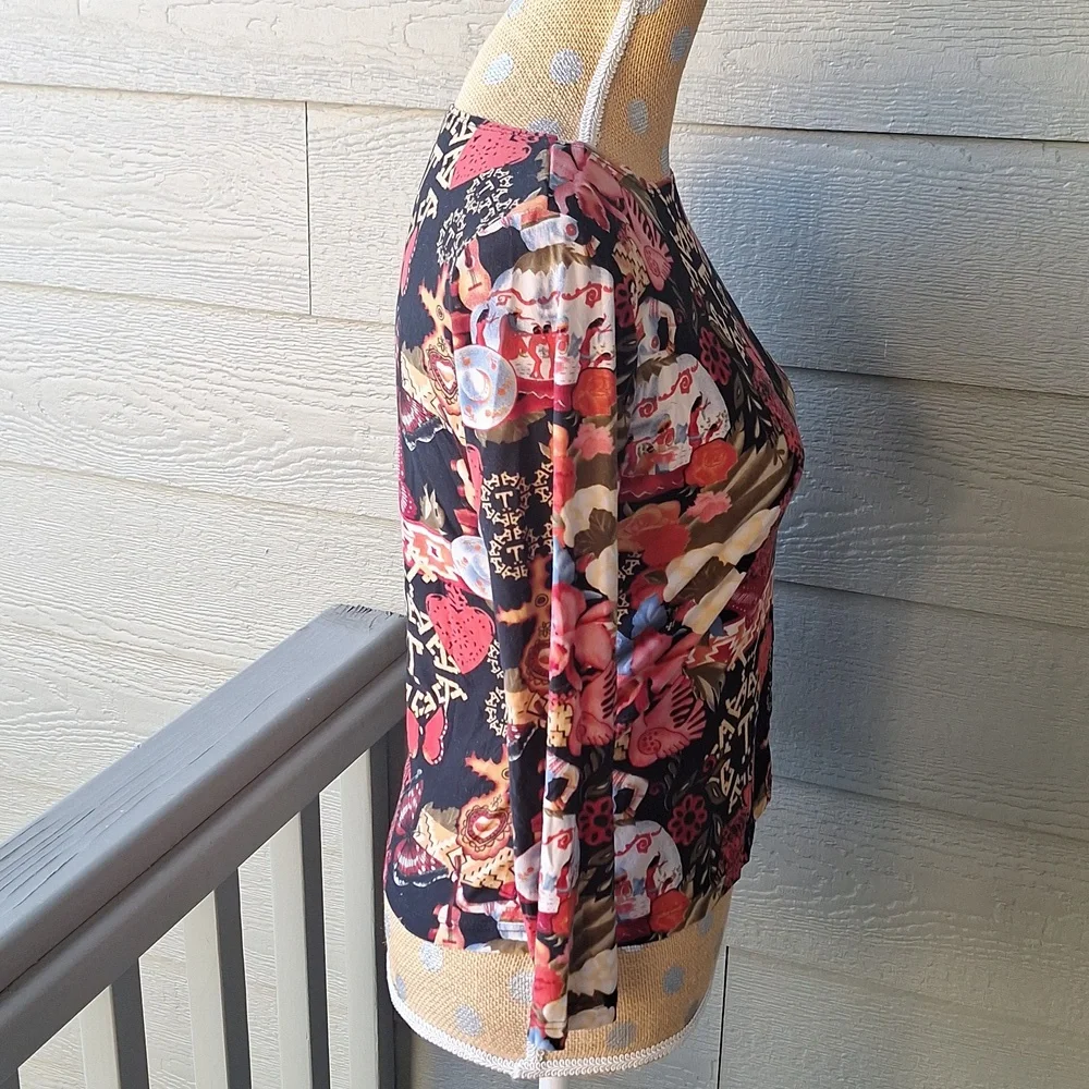 Vintage y2k Thalia Sodi all over print 3/4 top butterflies guitar women small - Picture 9 of 11